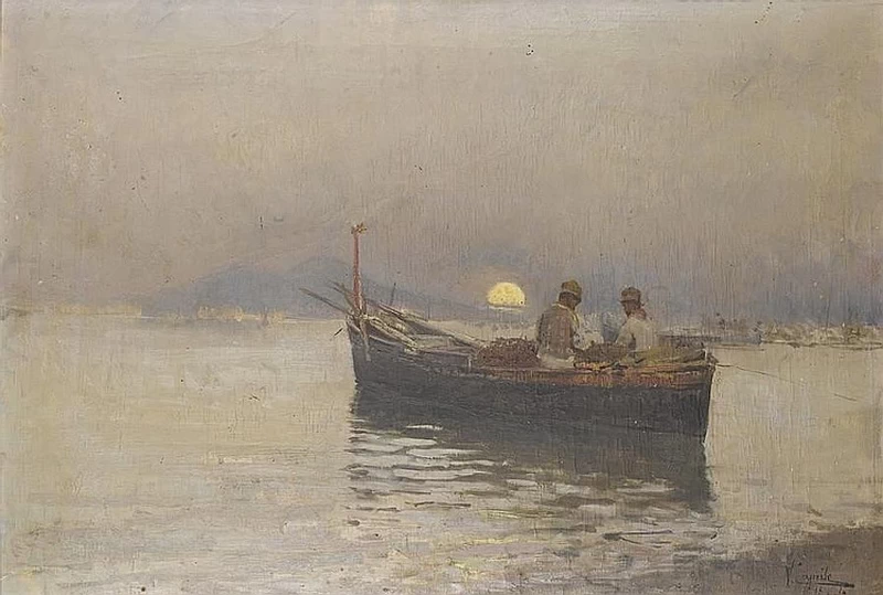 Il tramonto dei pescatori a Portici